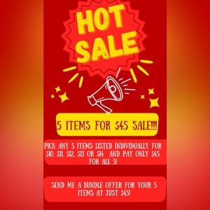 5 items for‎ $45 sale!!!!